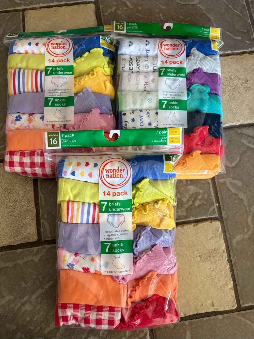 New lot 42 girls socks, cotton underwear set wonder nation, girls size 16